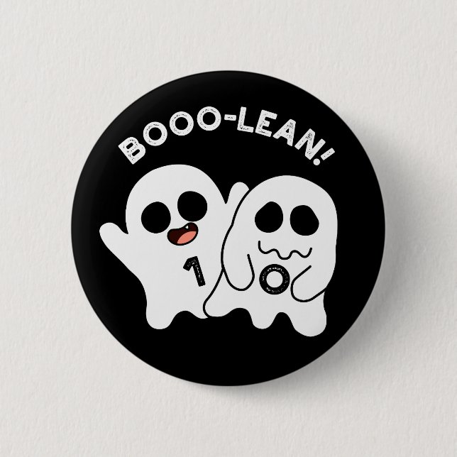 Boo-lean Funny Computer Ghost Boolean Pun  Dark BG Button (Front)
