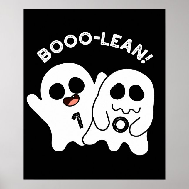 Boo-lean Funny Computer Ghost Boolean Pun  Dark BG Poster (Front)