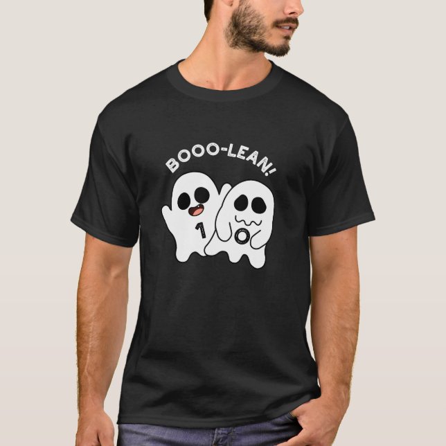 Boo-lean Funny Computer Ghost Boolean Pun  Dark BG T-Shirt (Front)