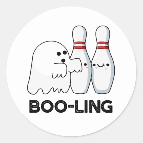 Boo_ling Funny Halloween Bowling Ghost Pun Classic Round Sticker