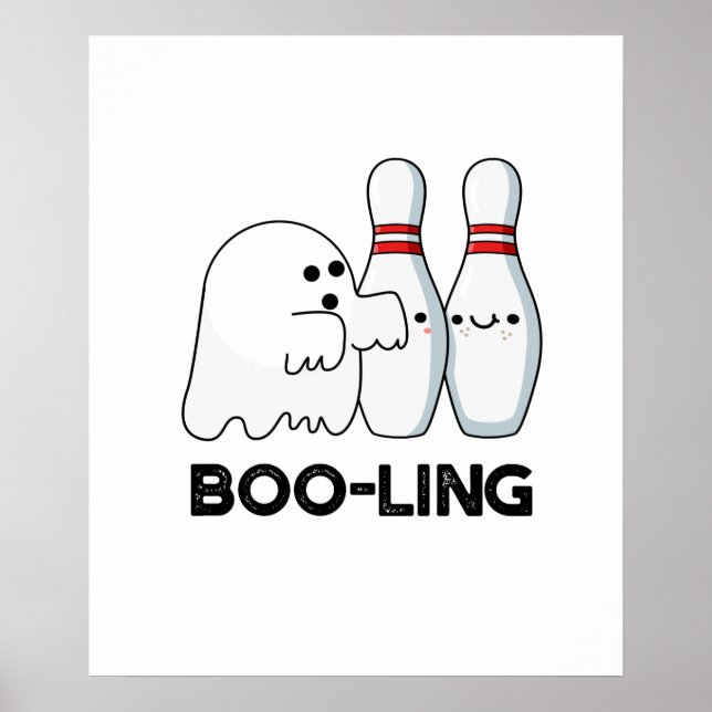 Boo-ling Funny Halloween Bowling Ghost Pun Poster (Front)