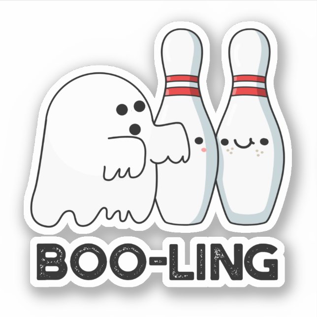 Boo-ling Funny Halloween Bowling Ghost Pun Sticker (Front)