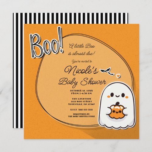 BOO Little Ghost Halloween Baby Shower Invitation