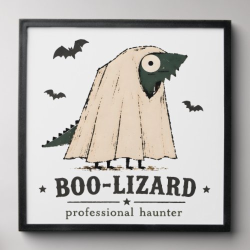 Boo Lizard Bearded Dragon Halloween Ghost Art Peel And Stick Photo Tile