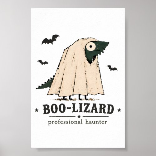 Boo Lizard Bearded Dragon Halloween Ghost Art Poster