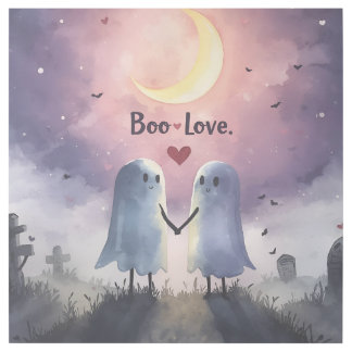 Boo Love Cute Ghost Couple Halloween Gallery Wrap