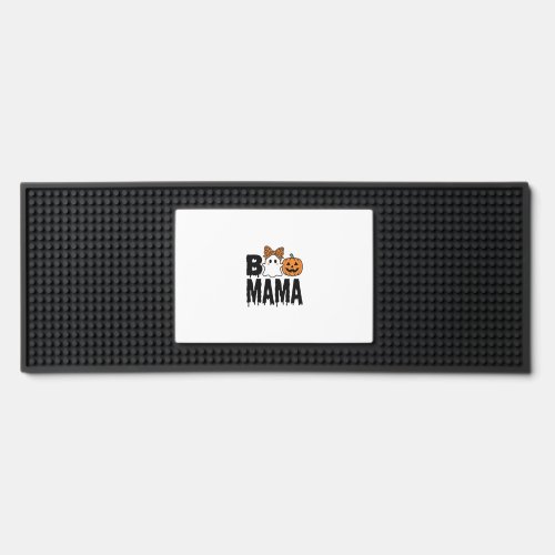 Boo Mama Halloween Ghost Pumpkin Bow Design Bar Mat