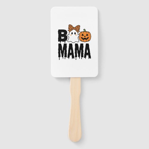 Boo Mama Halloween Ghost Pumpkin Bow Design Hand Fan