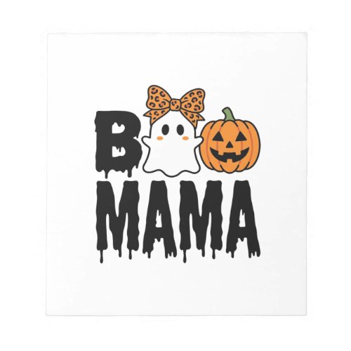 Boo Mama Halloween Ghost Pumpkin Bow Design Notepad