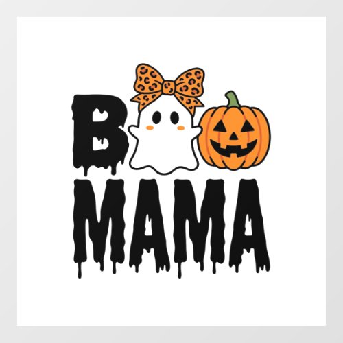 Boo Mama Halloween Ghost Pumpkin Bow Design Window Cling