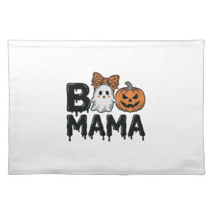 Boo Mama Halloween Ghost Pumpkin Mom Shirt Design_ Cloth Placemat