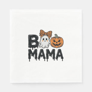 Boo Mama Halloween Ghost Pumpkin Mom Shirt Design_ Napkins
