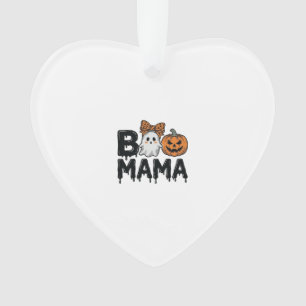 Boo Mama Halloween Ghost Pumpkin Mom Shirt Design_ Ornament
