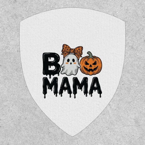 Boo Mama Halloween Ghost Pumpkin Mom Shirt Design_ Patch