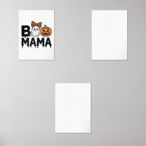 Boo Mama Halloween Ghost Pumpkin Mom Shirt Design_ Wall Art Sets