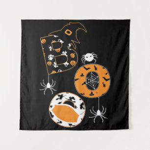Boo Mask Spider Witch Pumpkin Pattern Tapestry