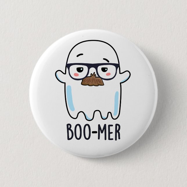 Boo-mer Funny Middle Aged Ghost Pun  Button (Front)