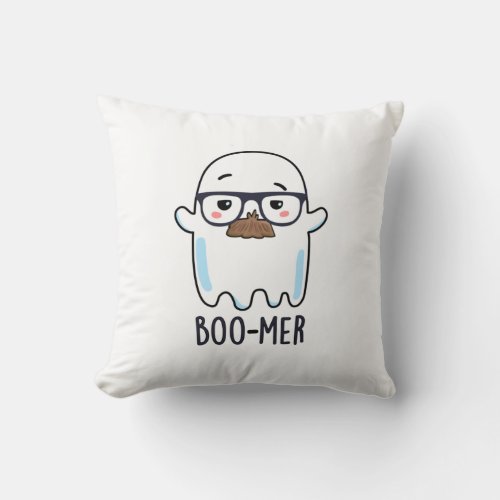 Boo_mer Funny Middle Aged Ghost Pun  Throw Pillow