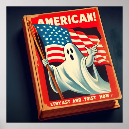 Boo_merica Ghost with a Flag Poster