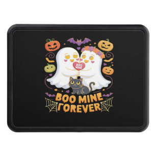 Boo Mine Forever Cute Ghosts Black Cat Love Hallow Hitch Cover