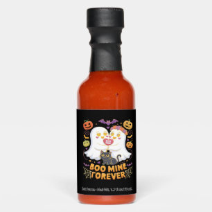 Boo Mine Forever Cute Ghosts Black Cat Love Hallow Hot Sauces