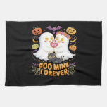 Boo Mine Forever Cute Ghosts Black Cat Love Hallow Kitchen Towel