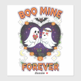 Boo Mine Forever - Cute Halloween Ghosts & Cat Sticker