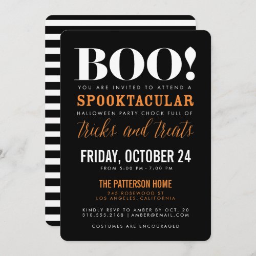 BOO  Modern Halloween Party Invitation