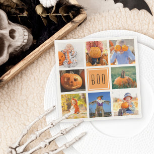 Boo Modern Halloween Photo Collage Napkins