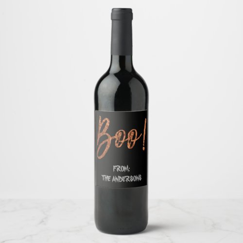 Boo Modern Halloween Wine Bottle Label