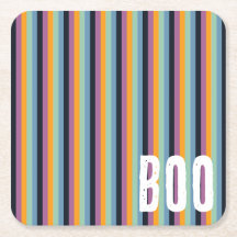 Boo! Muted Orange & Purple Halloween Stripes