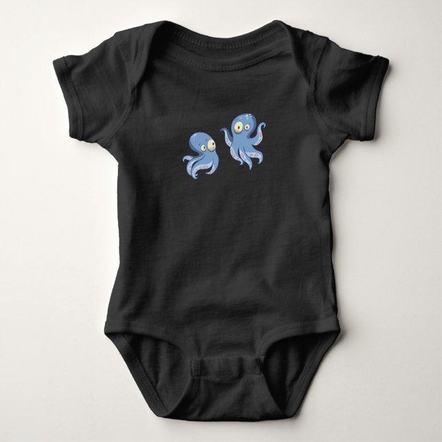 Boo Octopus Blue Kids Clothing & Décor Baby Bodysuit (Front)