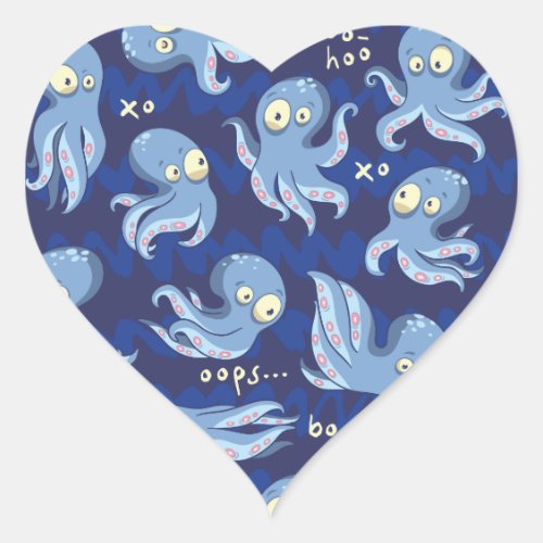 Boo Octopus Blue Kids Clothing  Dcor Heart Sticker