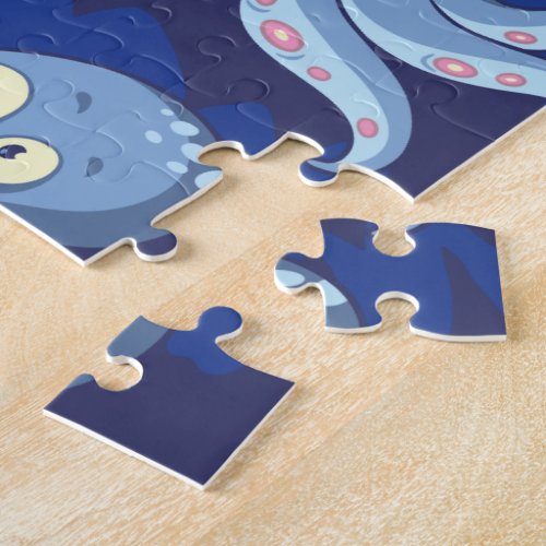 Boo Octopus Blue Kids Clothing  Dcor Jigsaw Puzzle