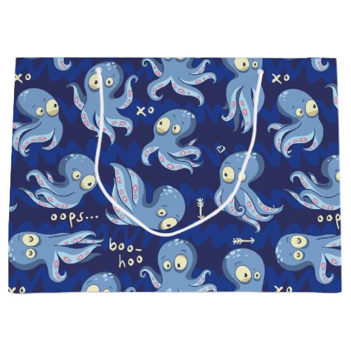 Boo Octopus Blue Kids Clothing  Dcor Large Gift Bag