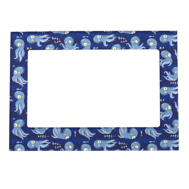 Boo Octopus Blue Kids Clothing & Décor Magnetic Frame (Front)