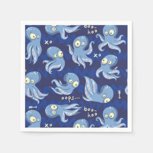 Boo Octopus Blue Kids Clothing & Décor Napkins