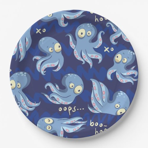 Boo Octopus Blue Kids Clothing  Dcor Paper Plates