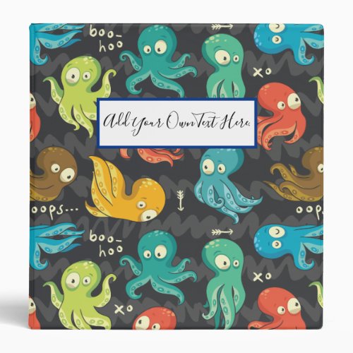 Boo Octopus Cute Multicolor Kids Clothing  Dcor 3 Ring Binder