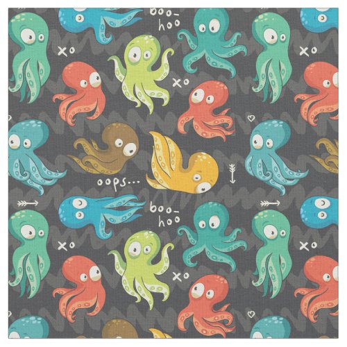 Boo Octopus Cute Multicolor Kids Clothing  Dcor Fabric