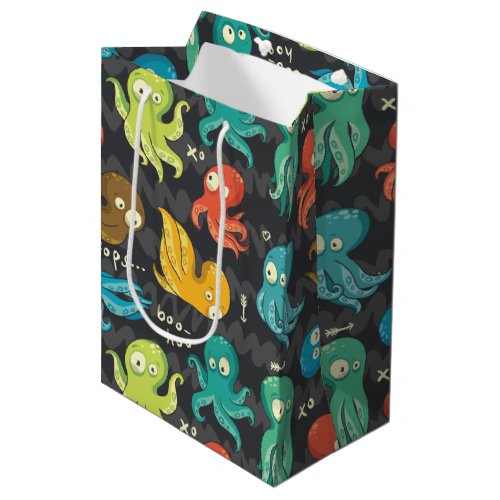 Boo Octopus Cute Multicolor Kids Clothing  Dcor Medium Gift Bag