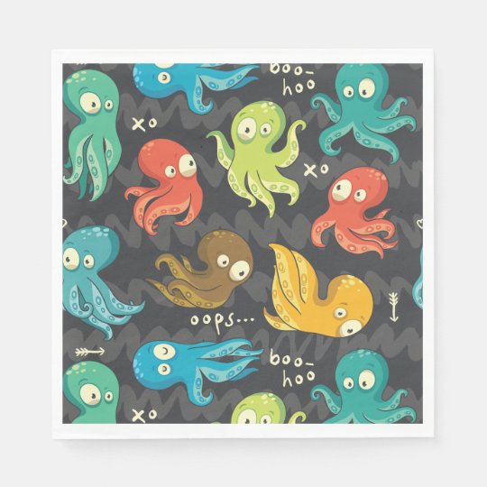 Boo Octopus Cute Multicolor Kids Clothing Decor Napkin Zazzle Com