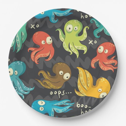 Boo Octopus Cute Multicolor Kids Clothing  Dcor Paper Plates