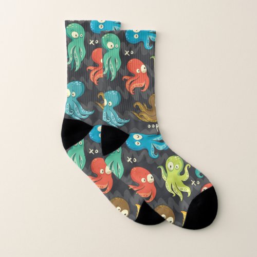 Boo Octopus Cute Multicolor Kids Clothing  Dcor Socks