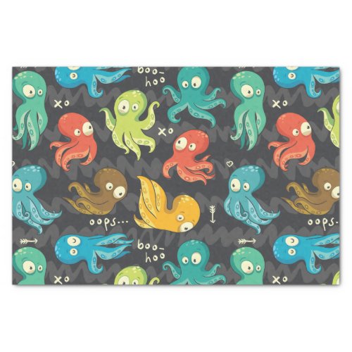 Boo Octopus Cute Multicolor Kids Clothing  Dcor Tissue Paper