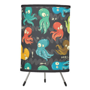 Boo Octopus Cute Multicolor Kids Clothing & Décor Tripod Lamp