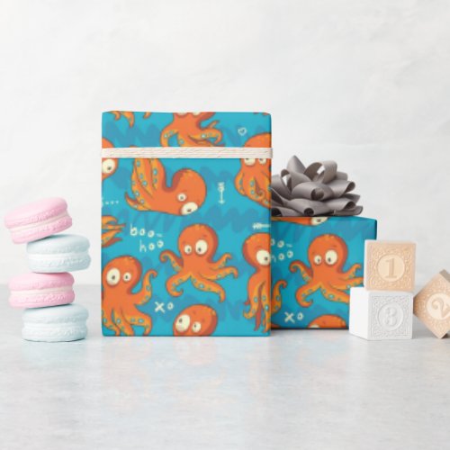 Boo Octopus Cute Multicolor Kids Clothing  Dcor Wrapping Paper