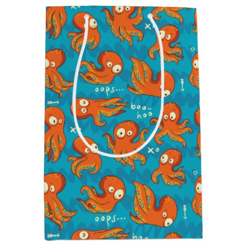 Boo Octopus Cute Orange Kids Clothing  Dcor  Medium Gift Bag