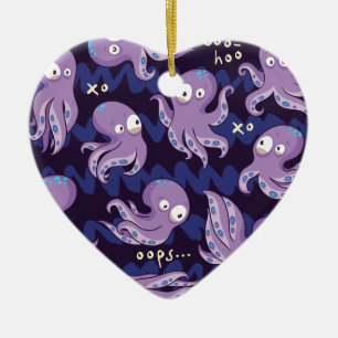 Boo Octopus Cute Purple Kids Clothing & Décor Ceramic Ornament