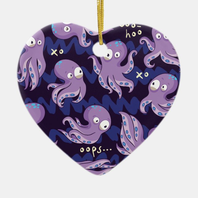 Boo Octopus Cute Purple Kids Clothing & Décor Ceramic Ornament (Front)